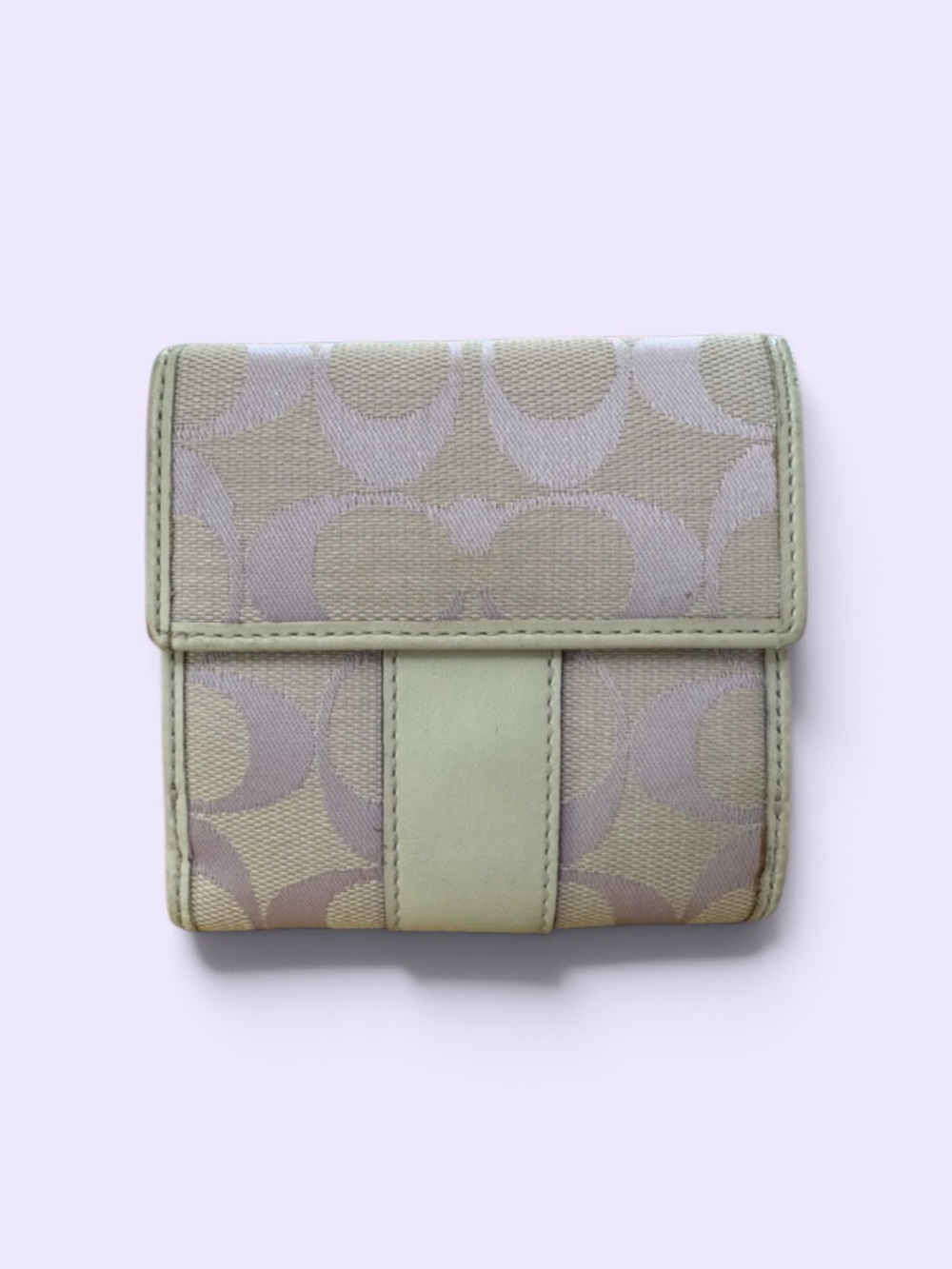 Coach Small Compact Wallet w Coach Signature Jacquard